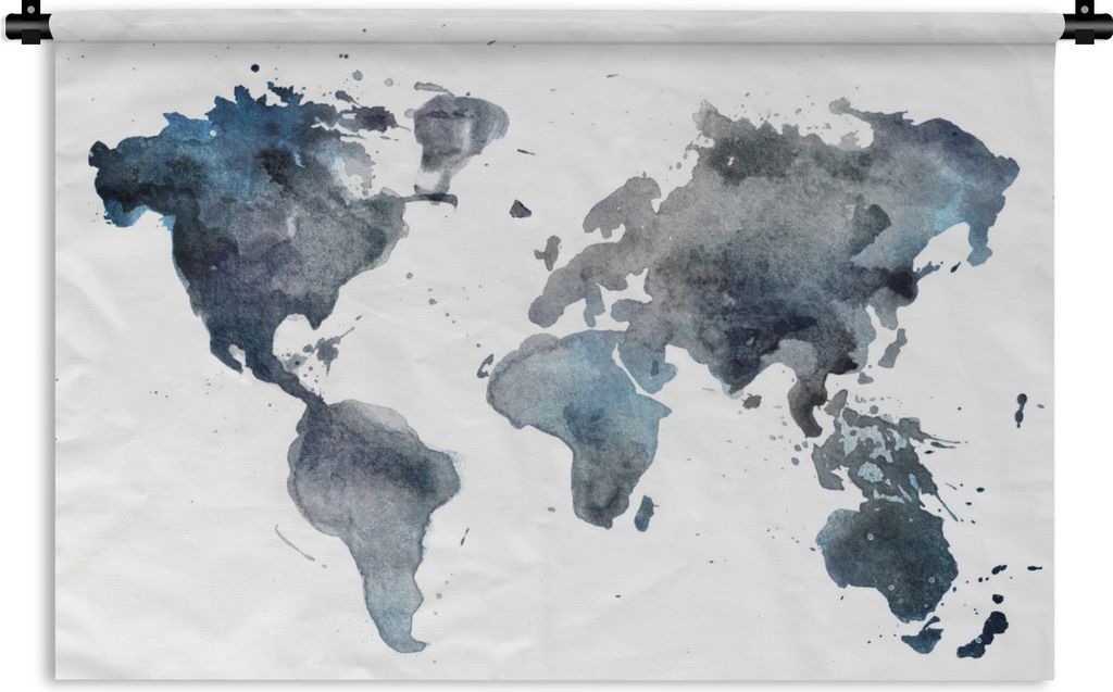 MuchoWow Wandteppich Wandbehang Weltkarte - Aquarell - Abstrakt 150x100 cm Tapisserie Dekoration Wandtuch - Waschbar - Tapisserien - Wand-Decke