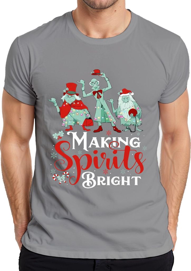 Making Spirits Bright Weihnachten Geister Lichter Lustig Geschenk Herren T-Shirt, Grau, XXL