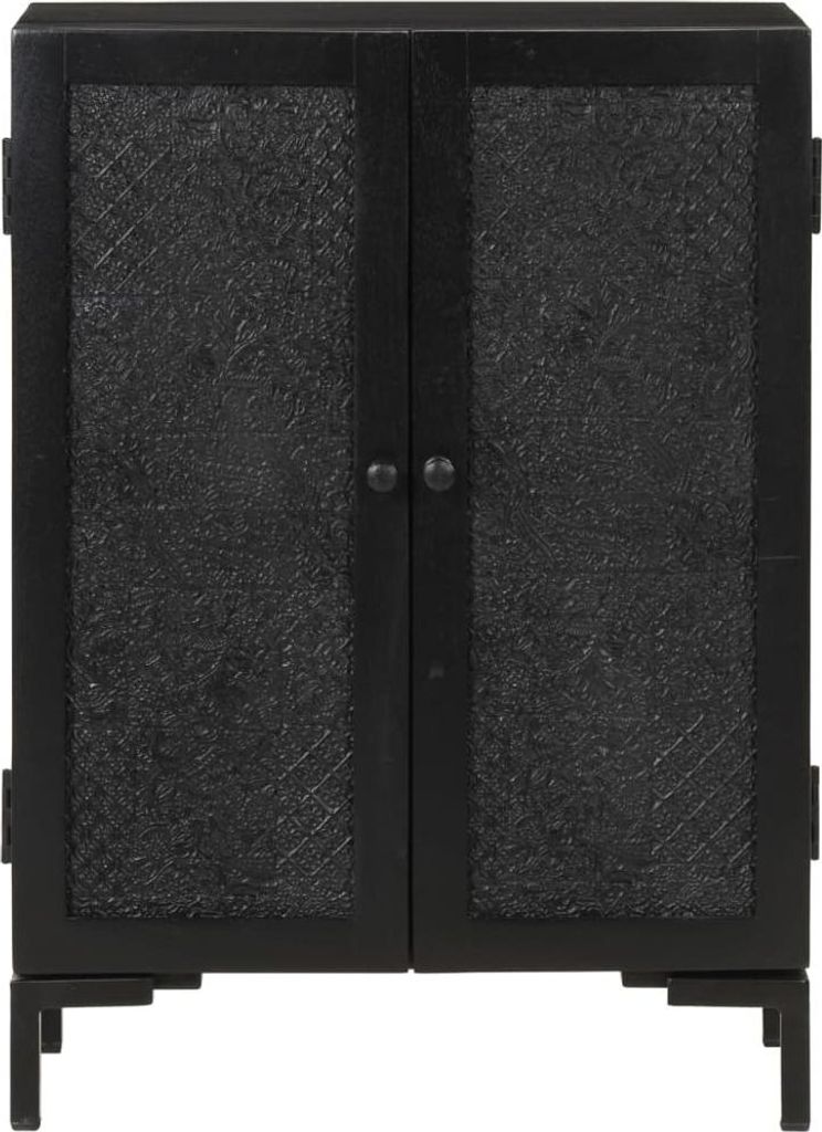 vidaXL Sideboard Schwarz 55x30x77 cm Massivholz Mango und Eisen