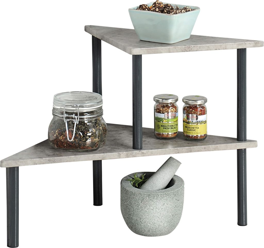 Etagère de cuisine à deux niveaux, grise avec effet béton, Image du produit 