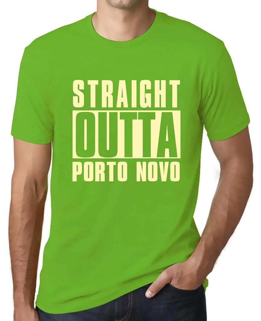 Herren Grafik T-Shirt Direkt aus Porto Novo – Straight Outta Porto Novo – Öko-Verantwortlich Vintage Jahrgang Kurzarm Lustige Druck Geburtstag