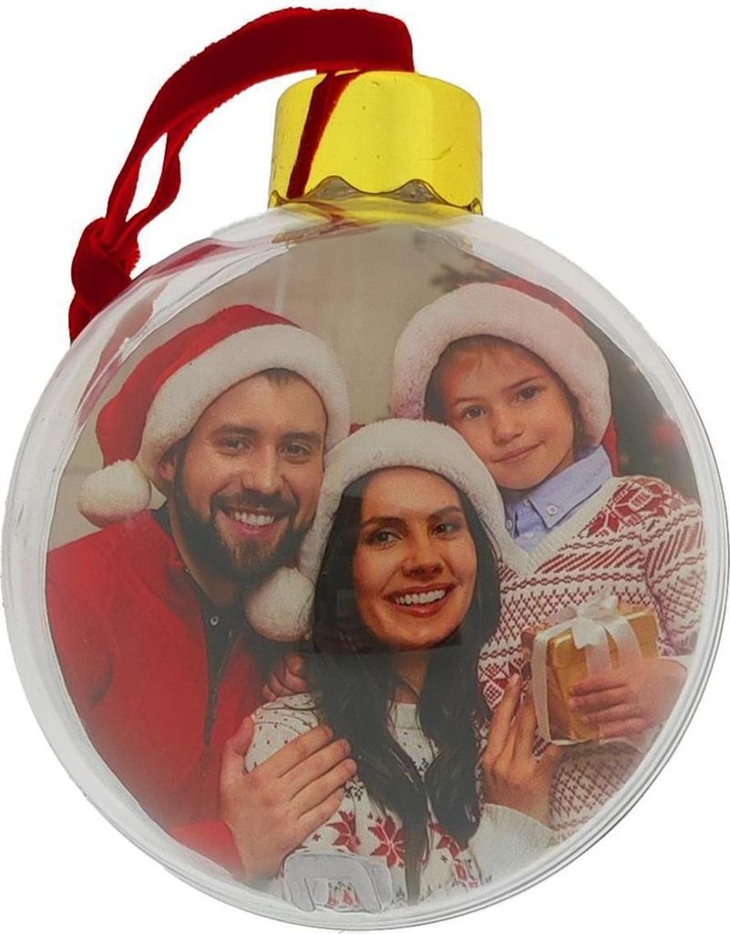 Personalisierbare Christbaumkugel transparent 80mm – DIY Foto Kugel zum Selbstgestalten 1 Stück