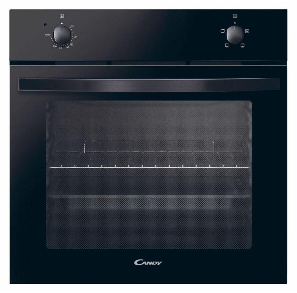 A front view of a black Candy oven.