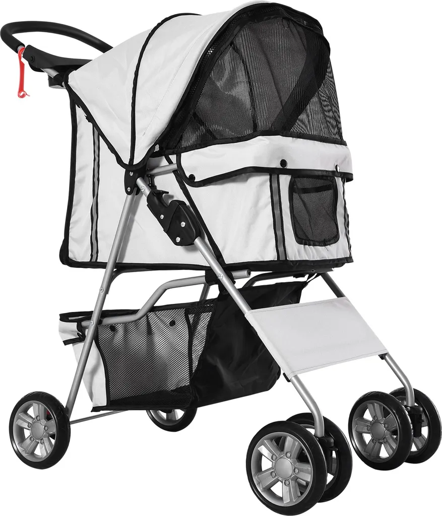 Fortuna Lai Carrello per cani Buggy per cani Argento Pet Stroller Jogger Rimorchio facilmente pieghevole per viaggi e spostamenti