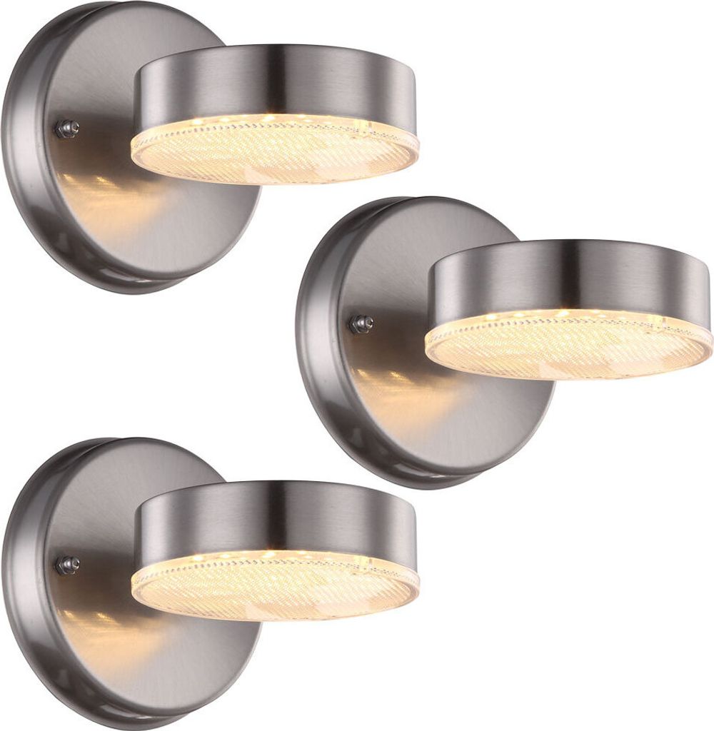 3er Set Wandleuchte, Edelstahl silber, H 11,5 cm