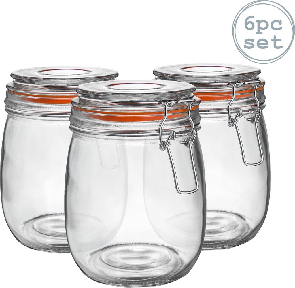 Vorratsgläser aus Glas – 750 ml – Orangefarbenes Siegel – 6er-Pack
