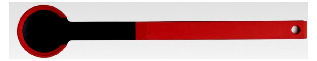 Kochlöffel mit angehobenem Funktionskopf, 6 cm breit, 32 cm lang, hitzebeständig bis 220 °C, spülmaschinenfest