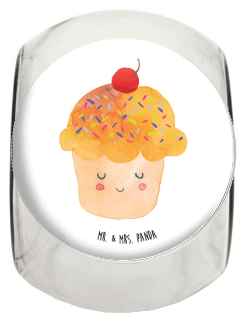 Mr. & Mrs. Panda keksdose glas Cupcake L 870ml - Weiß - Geschenk, Vorratsbehälter, Kaffeedose, Küche Spruch, Wunder, Tiermotive, Bonboniere, Fri...
