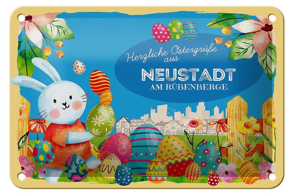 Blechschild Ostern Ostergrüße 18x12cm NEUSTADT AM RÜBENBERGE Deko