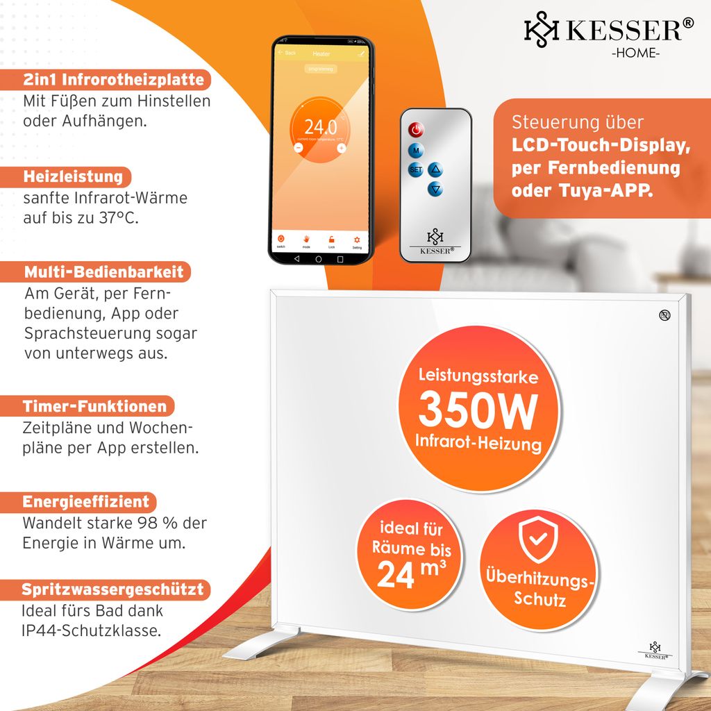KESSER® Infrarotheizung Energiesparend Infrarot 2in1 Produktbild 2