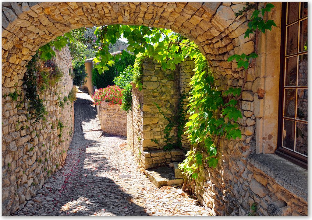 Tulup Leinwandbild - 100x70 cm - Wandkunst - Drucke auf Leinwand - Leinwanddruck - Sehenswürdigkeiten & Architektur - Grün - Reizende Gasse