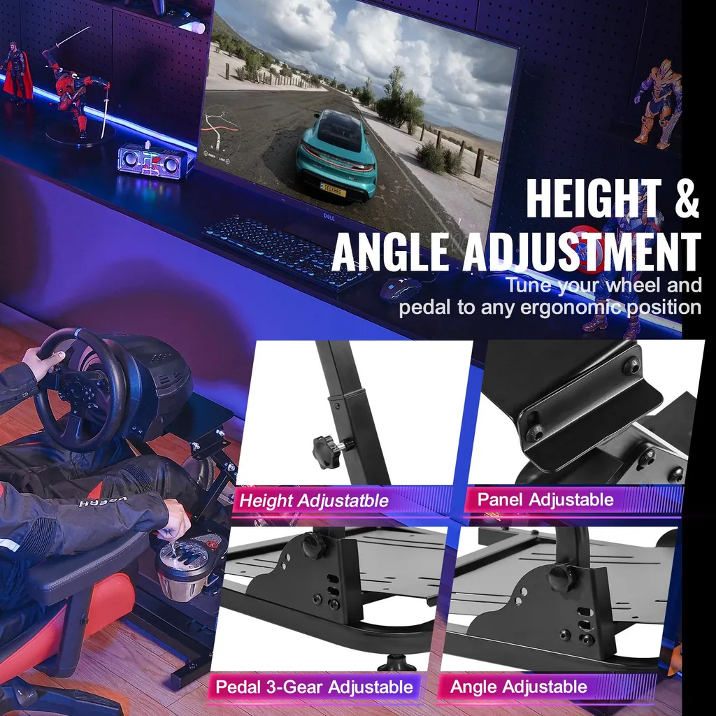 Châssis support pour volant et pédalier multi-support - Structure Noire - 4