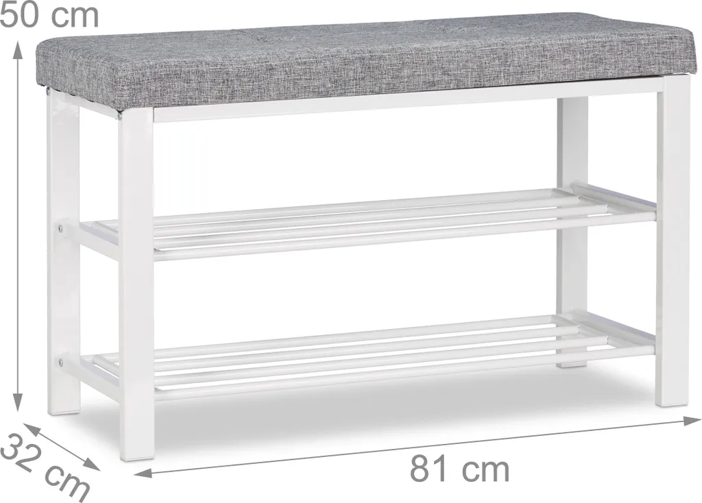 Banc à chaussures avec coussin Relaxdays étagère de rangement noire - 4