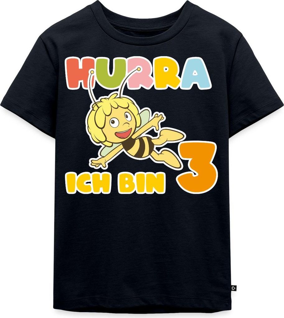Spreadshirt Biene Maja Hurra Ich bin 3 Dritter Geburtstag Kinder Premium T-Shirt, 134/140 (8 Jahre), Navy