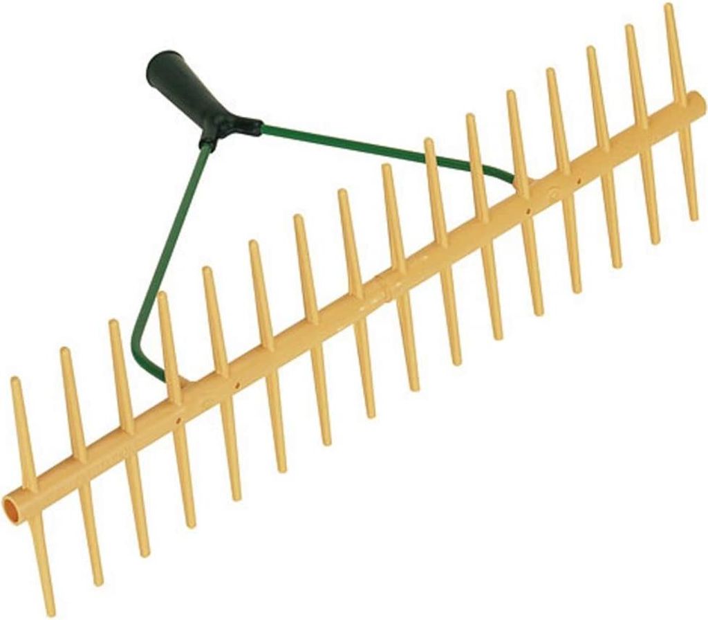 Kunststoffrechen (Doppelseitiger Polypropylen 16 Zähne Halter ø 27 mm Ohne Stiel für Heu/Gras/Blätter) von Kerbl 29162