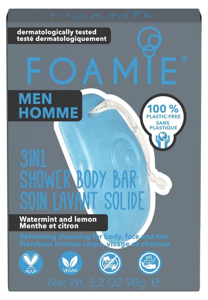Foamie Men 3in1 Shower Body Bar Watermint and Lemon 90 g Image du produit 