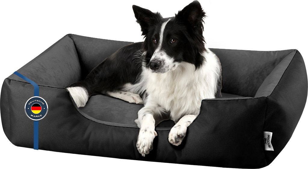 BedDog Hundebett LUPI waschbar,(L) ca. 80x65x18cm,THE-ROCK (schwarz/grau)