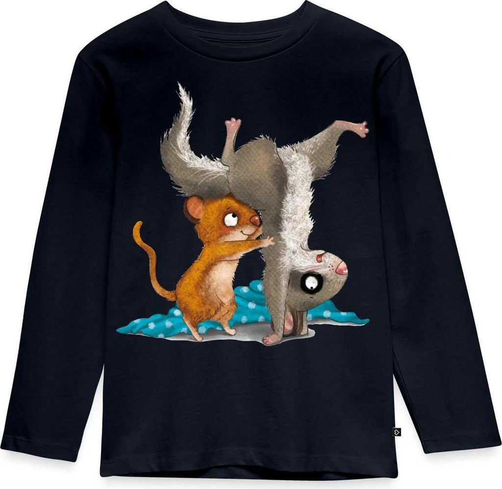 Spreadshirt Der Kleine Siebenschläfer Und Die Kleine Maus Kinder Premium Langarmshirt, 122/128 (6 Jahre), Navy