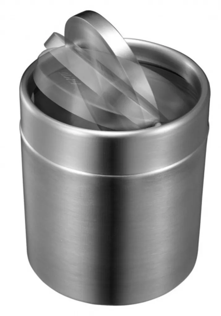 Poubelle de table inox 1,5L design argenté mat avec couvercle basculant
