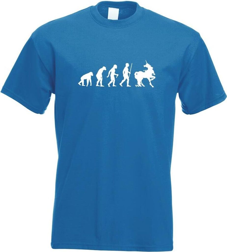 Kiwistar - T-Shirt - royal - Einhorn Glitzer Evolution Motiv Bedruckt Funshirt Design Print - mit Motiv Bedruckt - Funshirt Design - Sport - Freize...