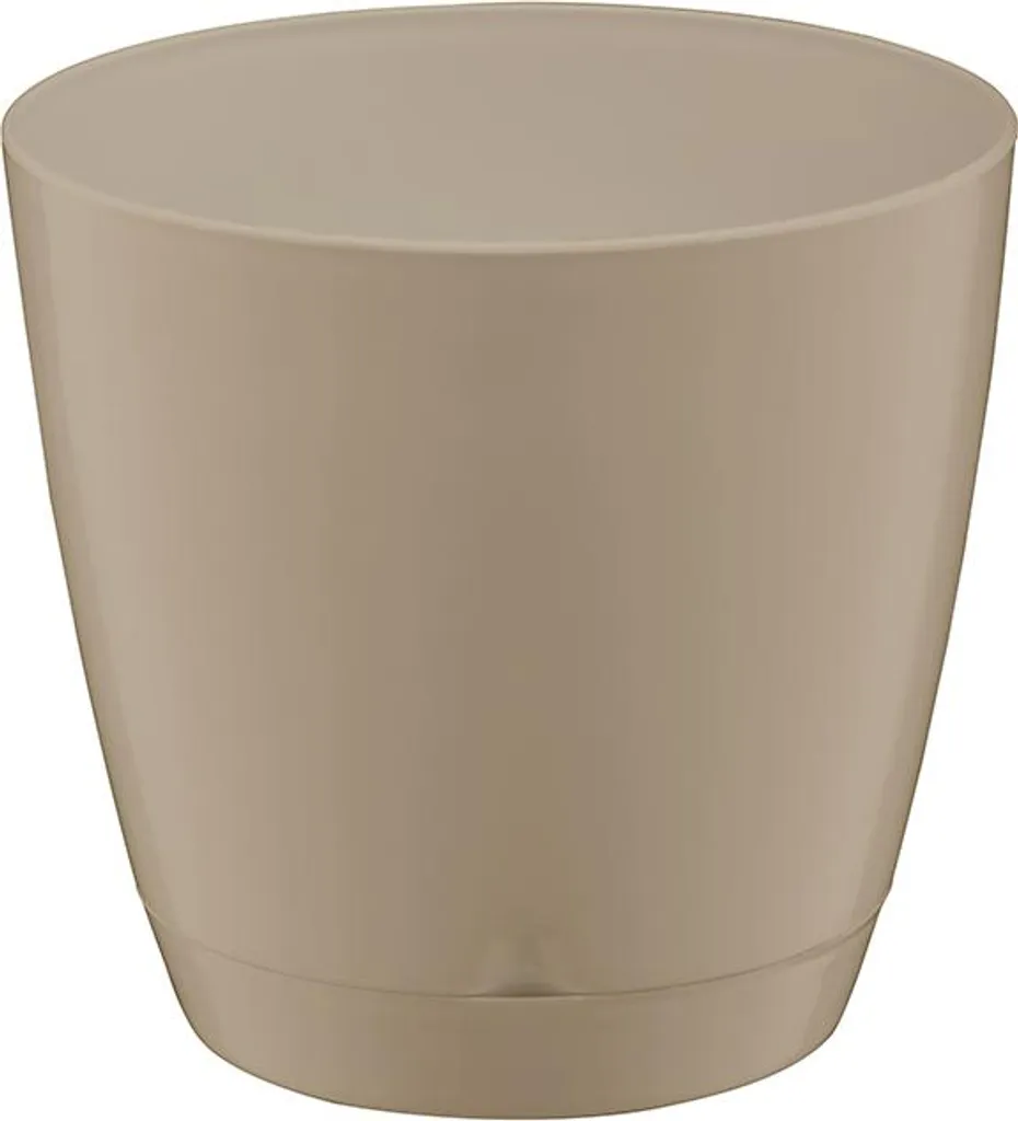 Cache-pot rond bégonia 25x23 cm beige brillant avec réserve de soucoupe