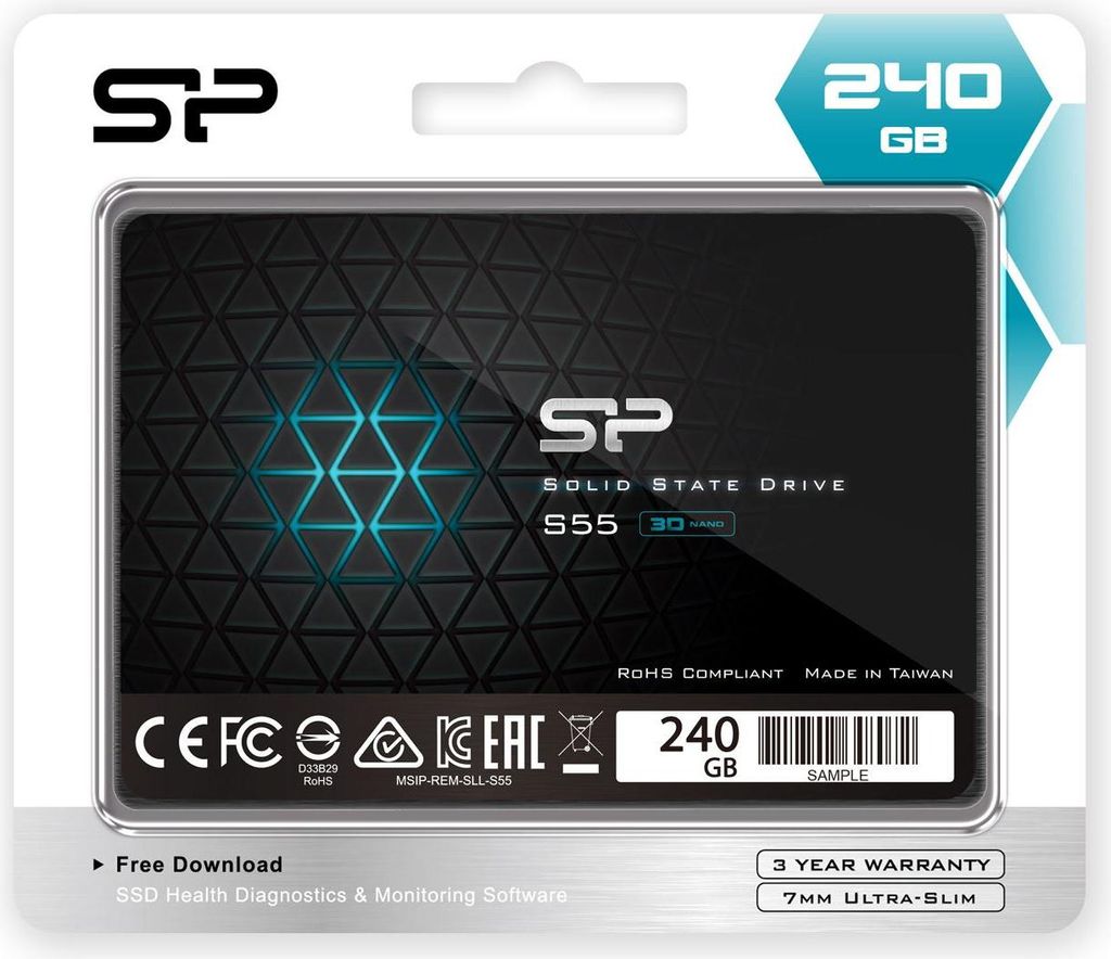 Silicon Power Slim S55, 240 GB, 2,5 inch, 6 Gbit/s Productafbeelding 