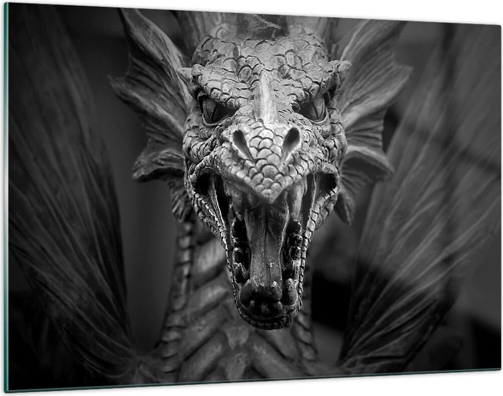 Bilder auf glas - Drache Kreatur Waage - 120x80cm - Glasbilder - Wandbilder - Kunstdruck - zum Aufhängen bereit - Wanddekoration aus Glas - Glas B...