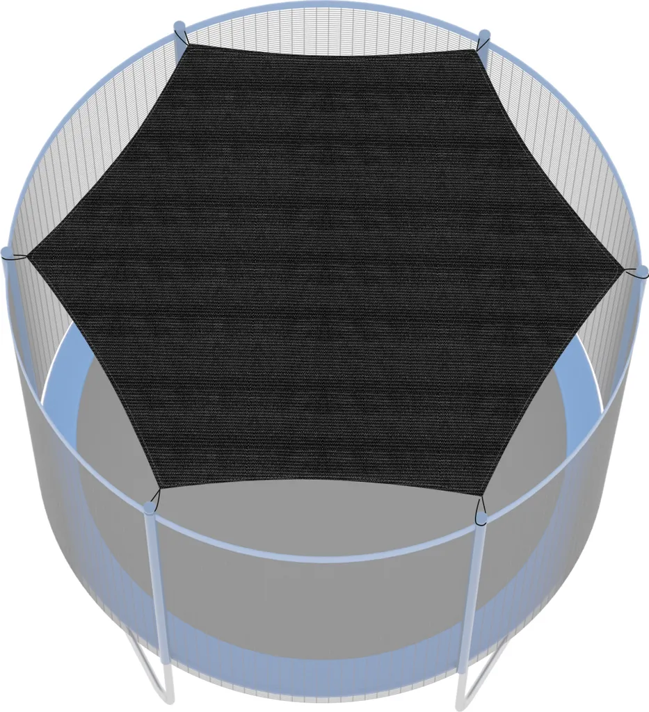 Housse trampoline 244 cm pour protection pluie et soleil été 6 poteaux noir