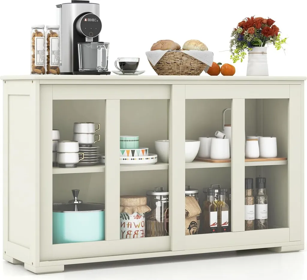 Armoire de Cuisine Gain de Place pour Vaisselle et Épices Coloris Beige
