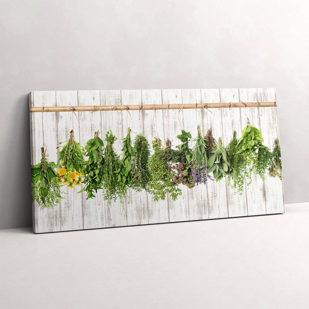 Getrocknete Kräuter und Pflanzen – Leinwandbild Wandbild – 140x70 cm – Leinwandbilder – Wandbilder – Schlafzimmer – Flur