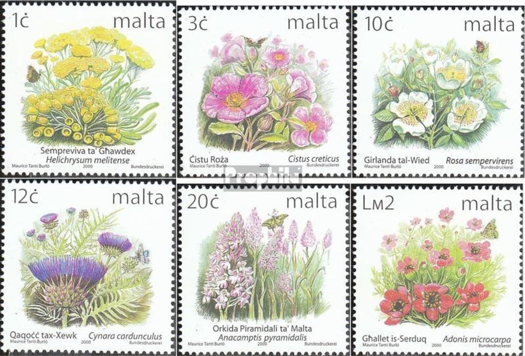 Briefmarken Malta 2000 Mi 1138I A-1143I A (kompl.Ausg.) postfrisch Flora
