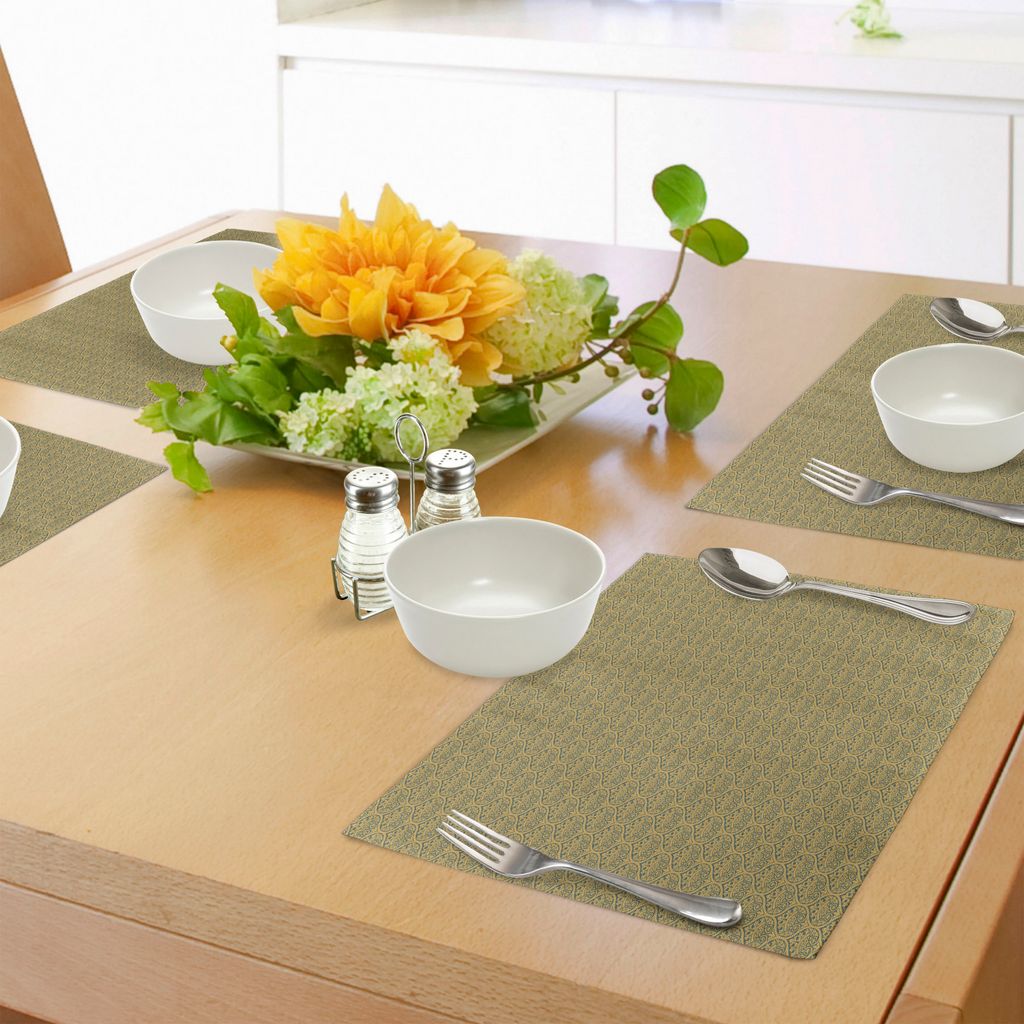 ABAKUHAUS Jahrgang Platzmatten, Alte byzantinische Verzierung mit Kurven und Blumen Rokoko-Kunst-Motiven, Tiscjdeco aus Farbfesten Stoff für das E...