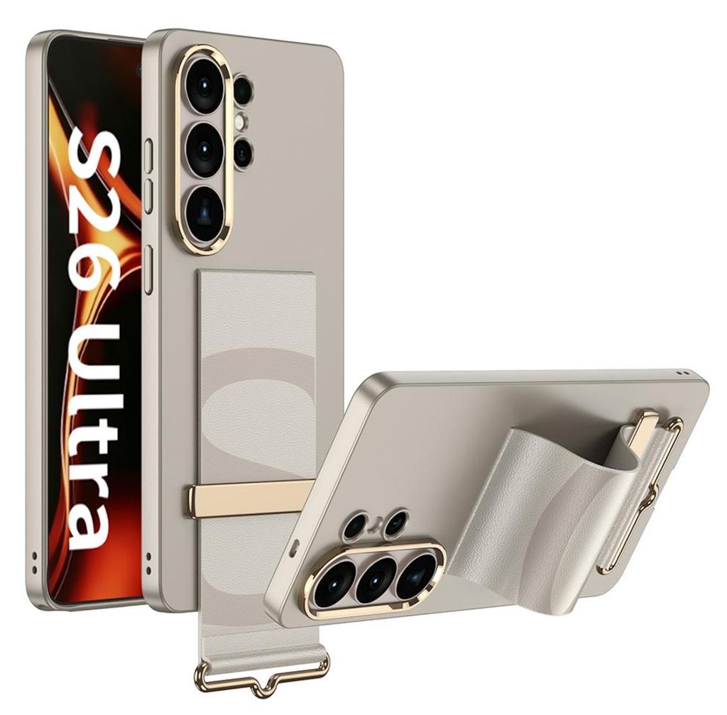 Handy Hülle Armband für Samsung Galaxy S26 Ultra dünn Kunststoff Silikon Grau