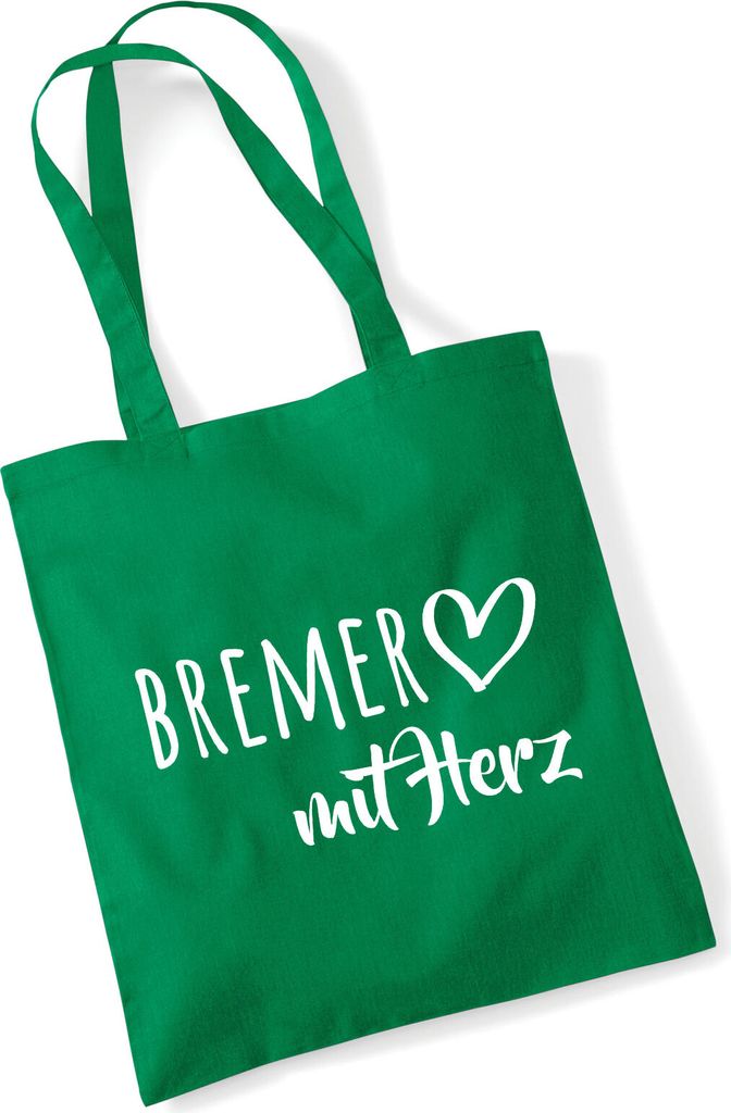 Huuraa Jutebeutel Bremer mit Herz 10 Liter Kelly Green Baumwolle Tasche Geschenkidee