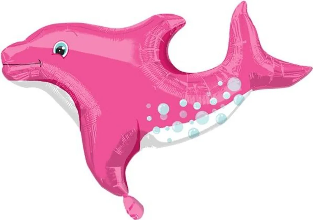 Ballon dauphin rose 71cm XL effet métallisé pour fête de jeune fille