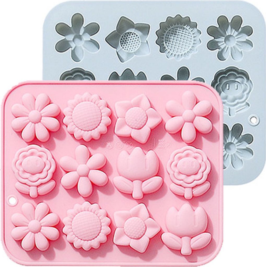 CANDeal 2er-Pack Pralinenformen Mit 12 Vertiefungen, Antihaft-Silikonformen, Backformen Für Pralinen, Süßigkeiten, Eiswürfel, Wackelpudding, Ha...