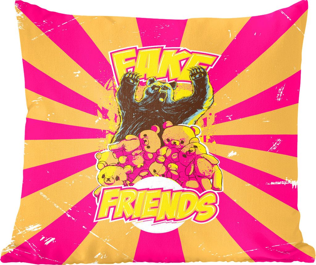 MuchoWow Zierkissen Sofakissen Wohnzimmer Dekokissen 45x45 cm Vintage - Bär - Stofftier - Schlafpolster - Polster für das Sofa