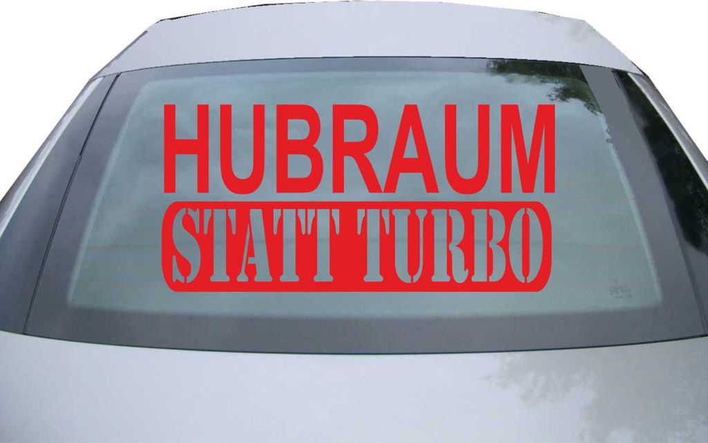 Indigos UG - Aufkleber Heckscheibe & Motorklappe DE6118 - rot - 600x285 mm - hubraum statt turbo - Auto Scheiben Fenster Heckklappe Tuning Racing J...