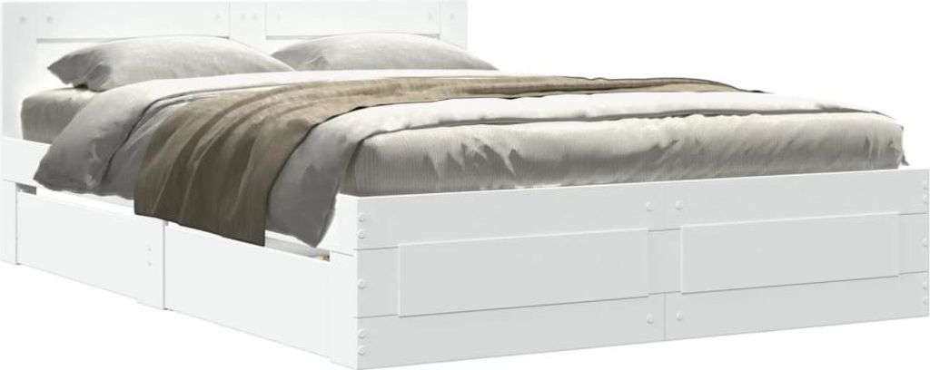 vidaXL Bettgestell mit Kopfteil ohne Matratze Weiß 140x190 cm