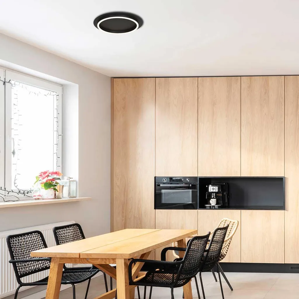 Plafonnier LED métal noir Ringlux Ø 32cm : Éclairage design et durable