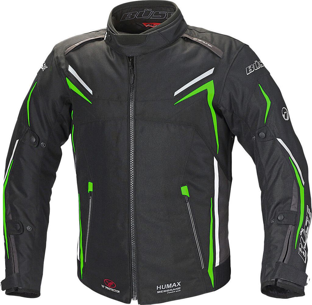 Büse Mugello Textiljacke schwarz / neongrün Herren S