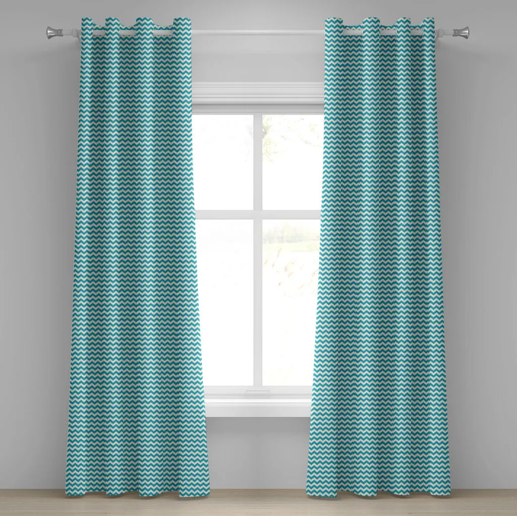 Rideau motif chevron zigzag Seafoam, textile haute qualité 280x245cm