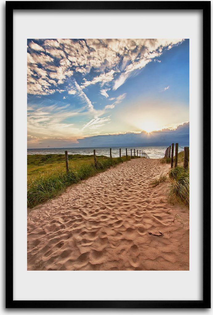 Bild - Bilderrahmen - 40 cm x 60 cm - MDF - Rahmen - Wandkunst - Weg zum Strand