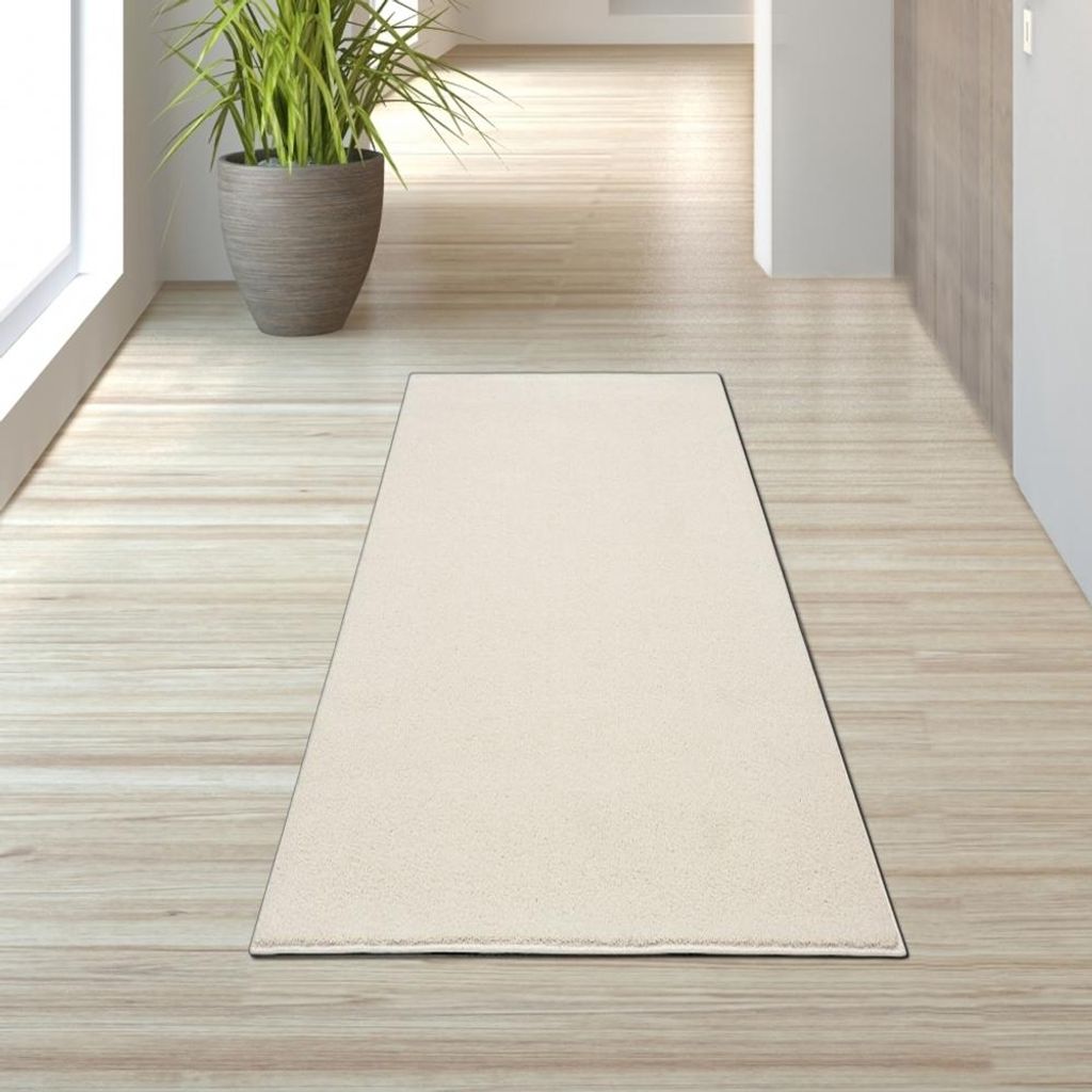 Teppich Creme Uni praktisch robust pflegeleicht hell Alltag Größe - 80 x 150 cm