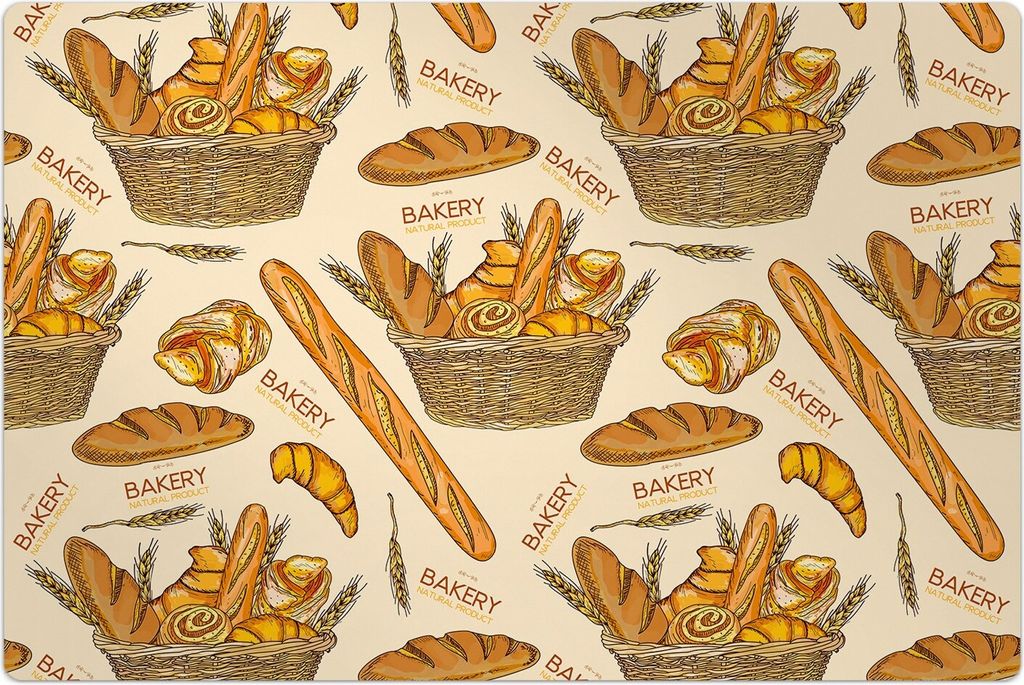 Küchenmatte 150x225 cm Vinylmatte Bodenmatte Dekoration - Bäckerei frisches Brot