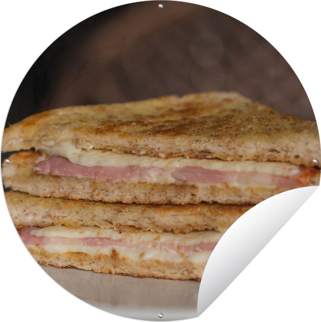 MuchoWow Gartenposter Outdoor-Poster Rund Stapelbares Sandwich zum Frühstück oder Mittagessen Ø 120 cm Gartendeko Rundes Poster draußen