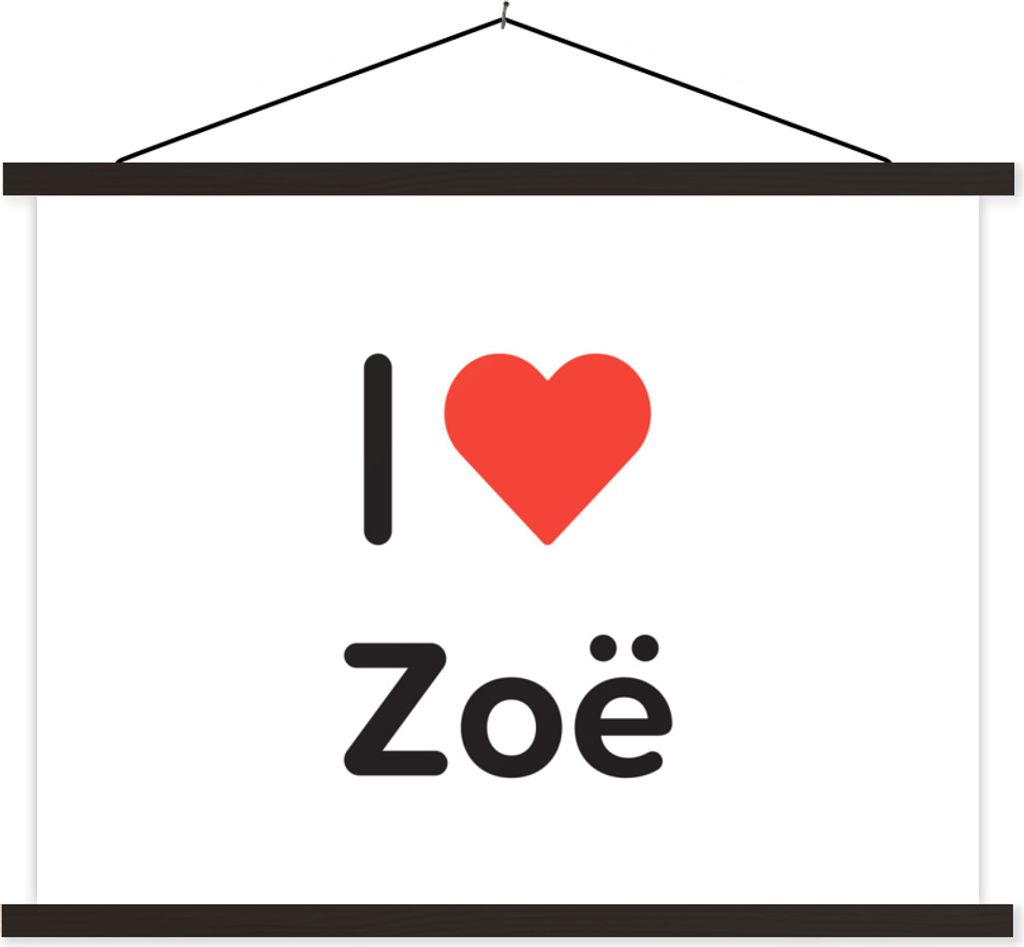 MuchoWow Textilposter Ich liebe - Zoë - Mädchen 40x30 cm mit schwarzem Rahmen - Dekorationen