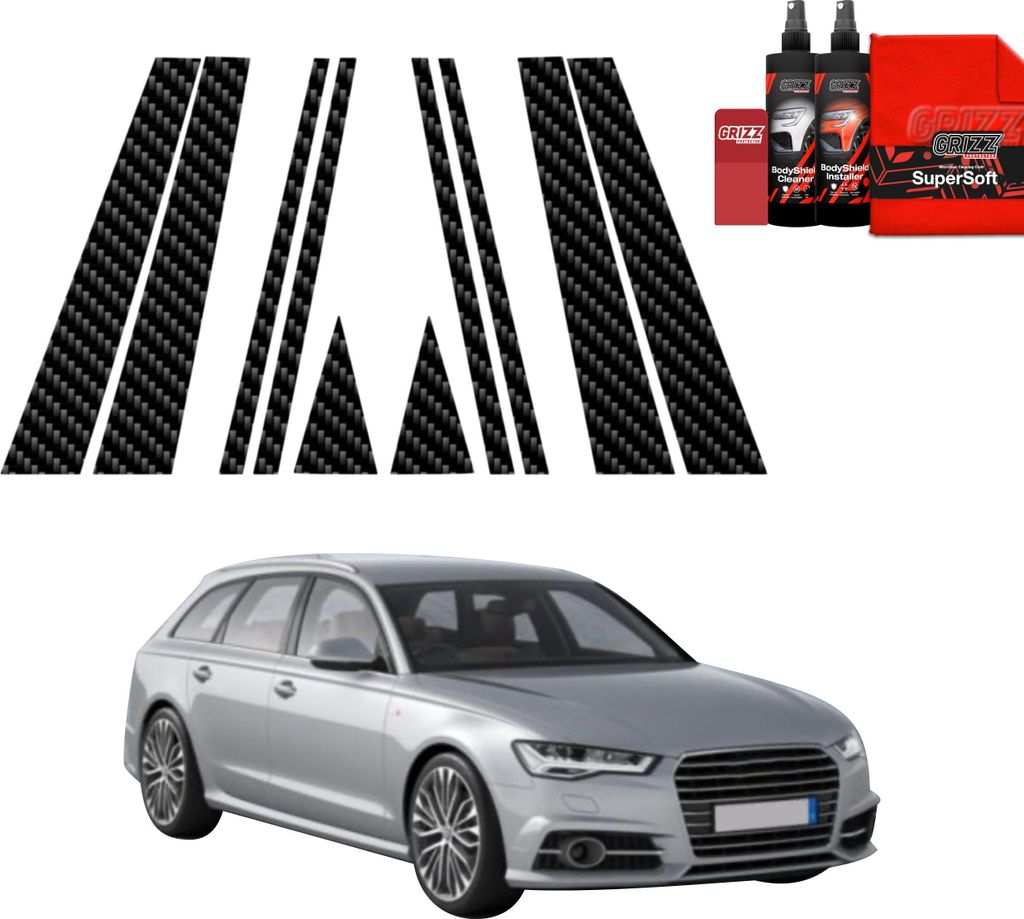 10in1 Kohlenstoff Schutzfolie Grizz Protector für B-C-Säule - Audi A6 C7 Avant Facelifting (2014-2018)