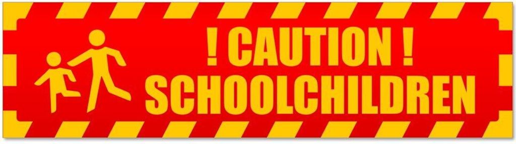 Kiwistar - Autoaufkleber - Rot - 60 x 16 cm - Caution schoolchildren gestreift - Hinweis Aufkleber Sticker für Auto, Kfz, Fahrrad, PKW, LKW