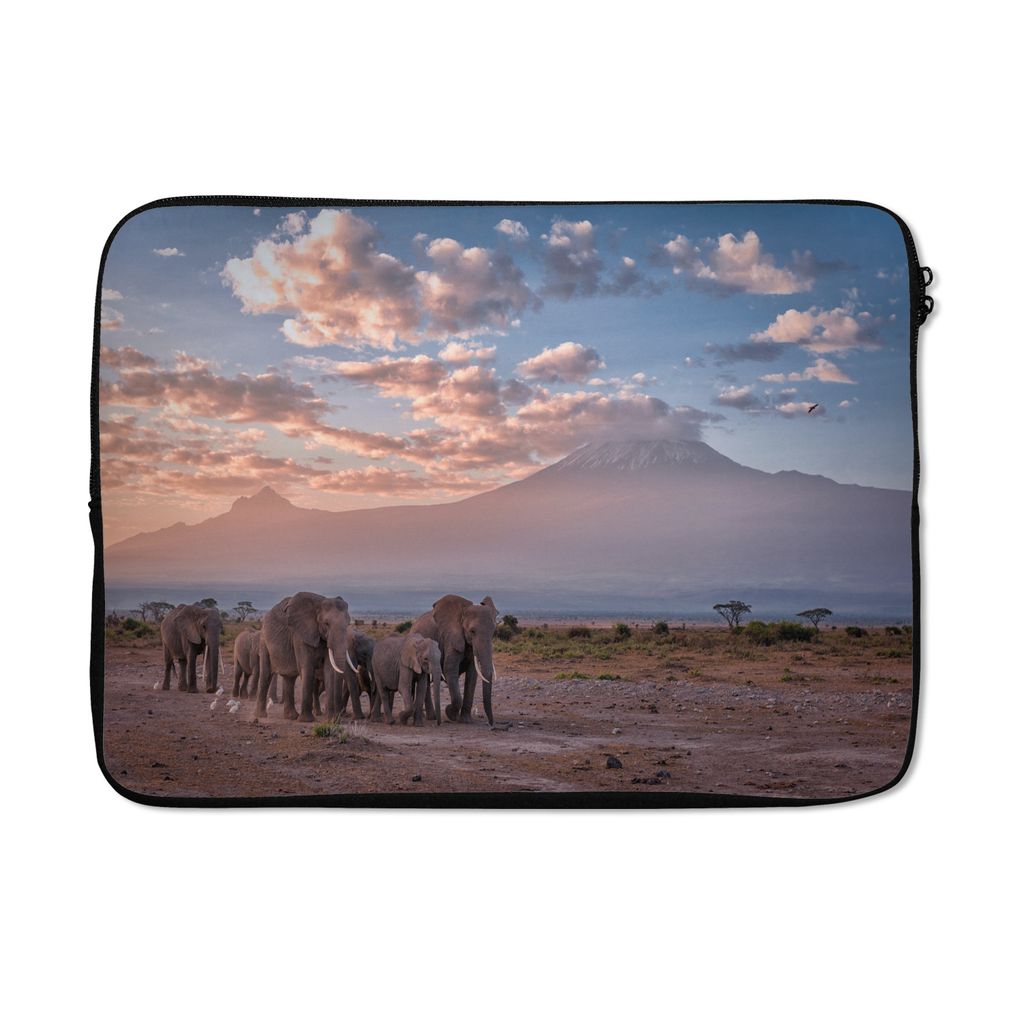 MuchoWow Laptop Hülle 14 ZollElefant - Tiere - Abend - Landschaft - Savanne Laptoptasche - Laptoptasche - Stoßsicher - Schutzhaube